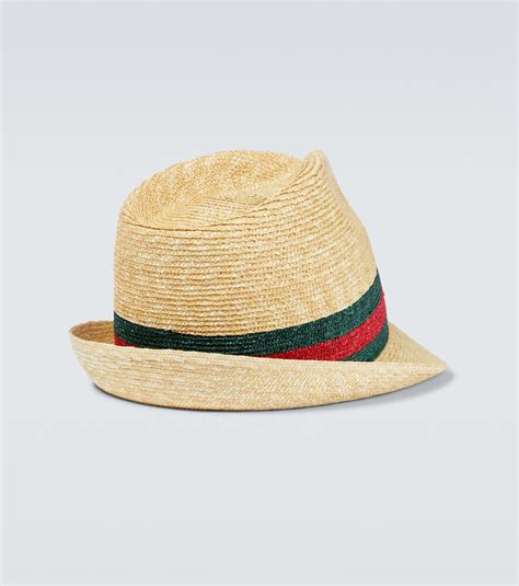 gucci woven straw fedora hat